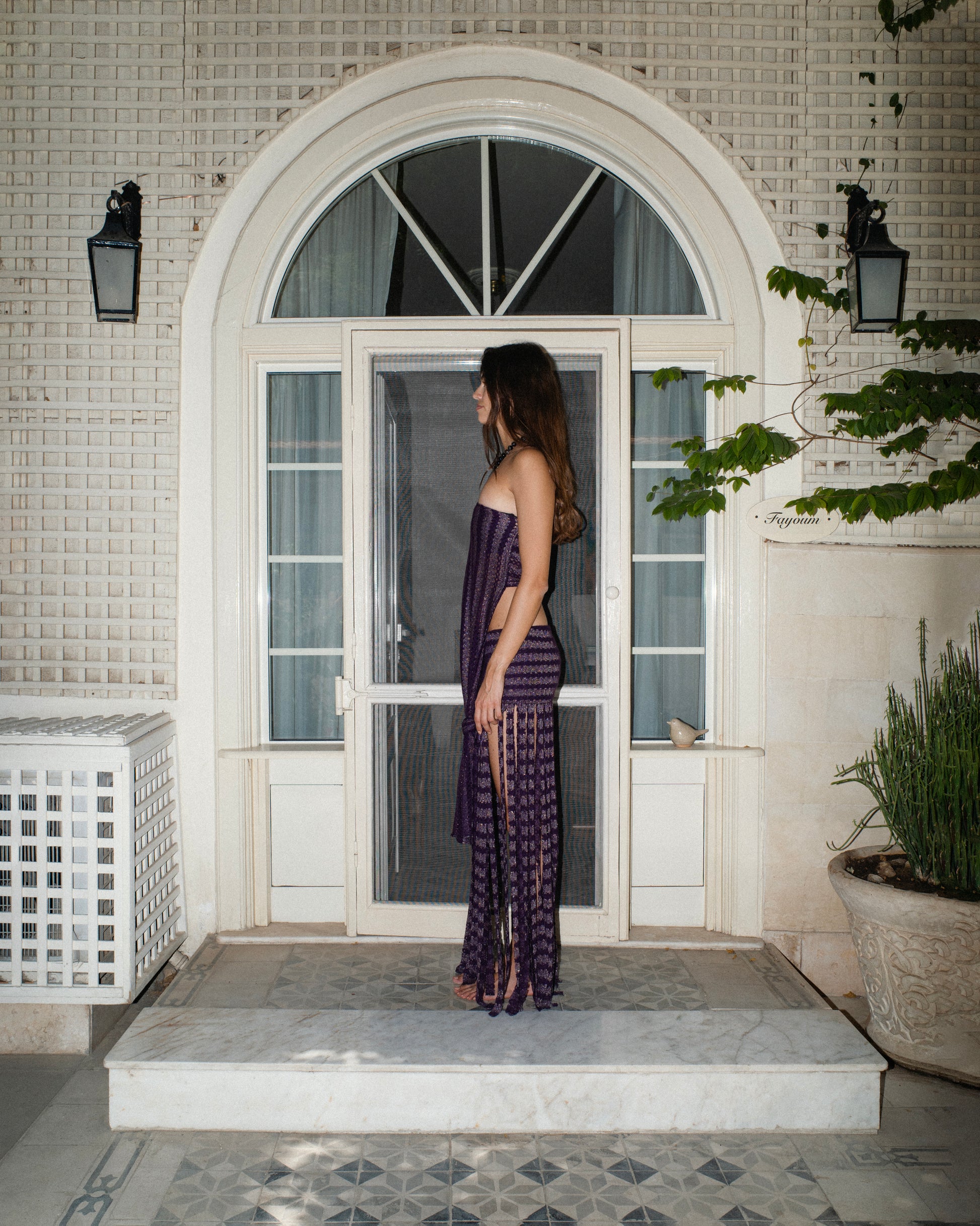 PLUM STRIPPED TOP
